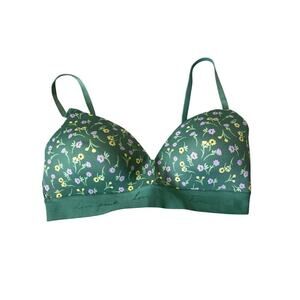 Victoria's Secret PINK Women's Bra size 36D; green with Flowers, no underwire